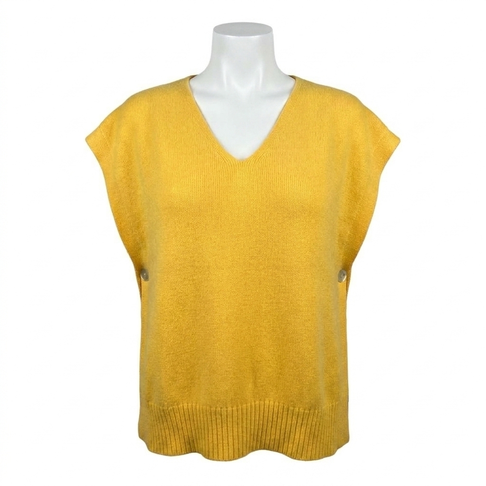 NEW MADE IN ITALY sleeveless throw over sweater top in yellow